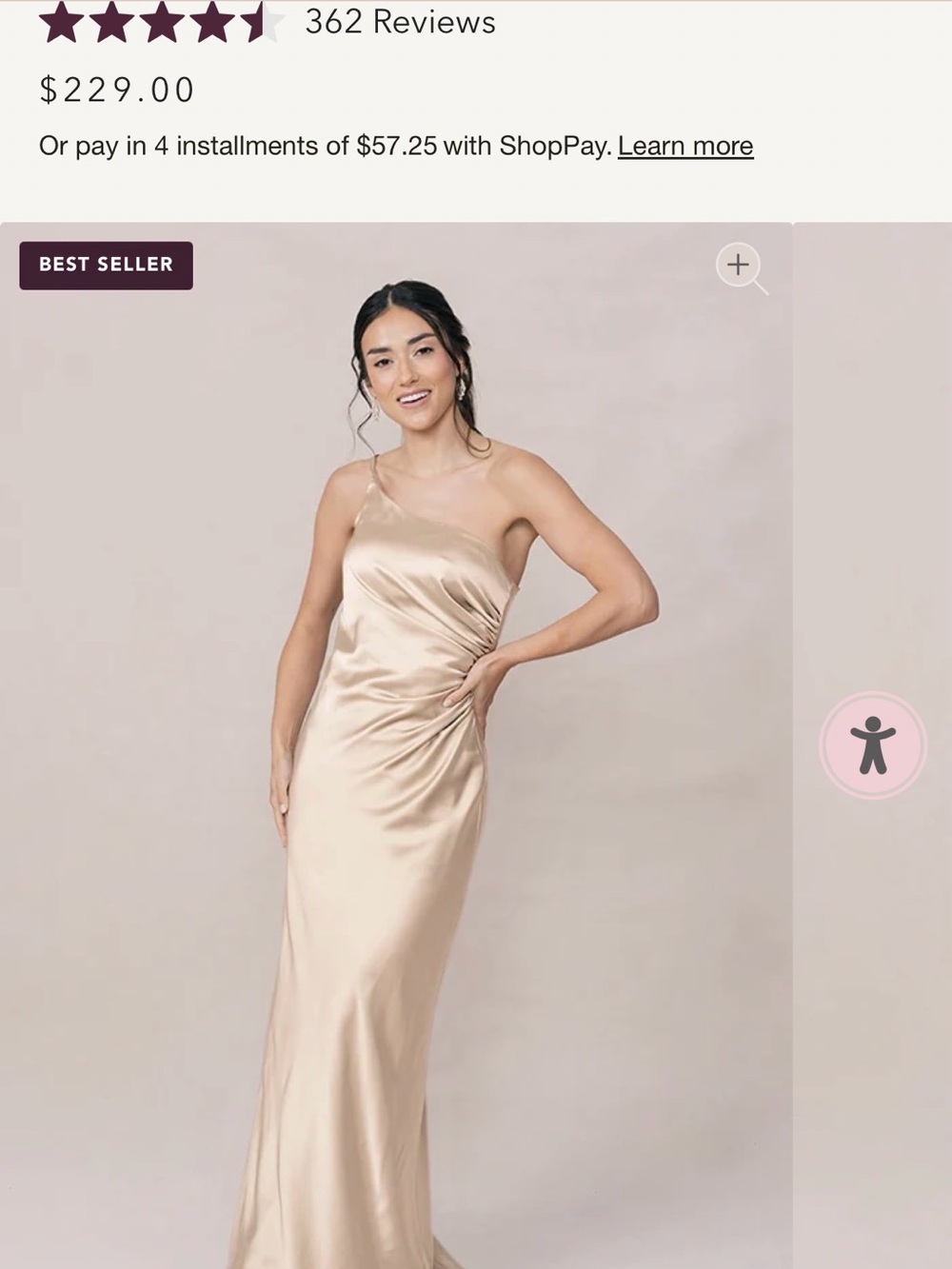 Revelry One-Shoulder Satin Gown in Champagne